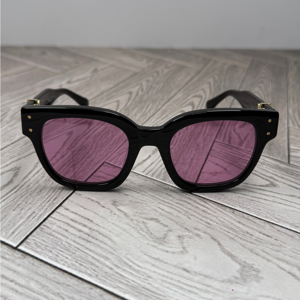 AMIRI Black Sunglasses with Blue Lenses and Gold Temple Accents - Picture 2 of 7